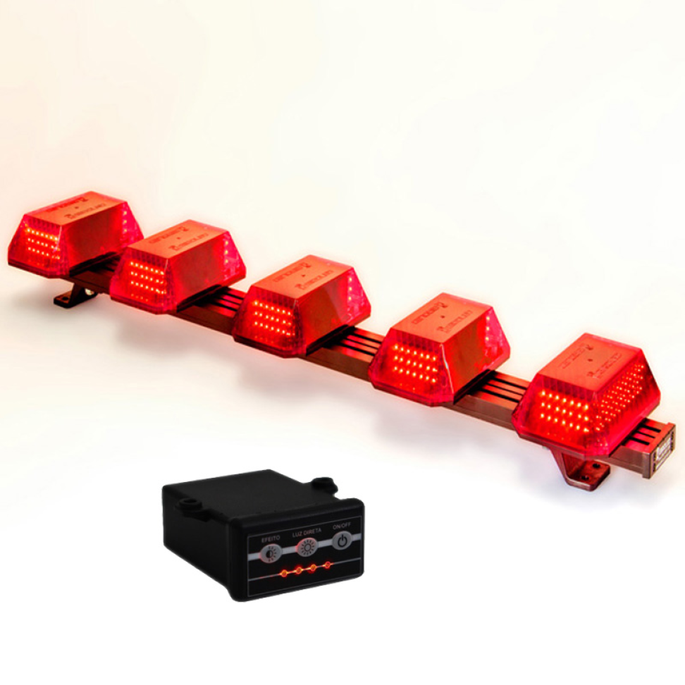 Giroflex 1.0mt 5 cúpulas 180 leds 12vcc 24vcc vermelho