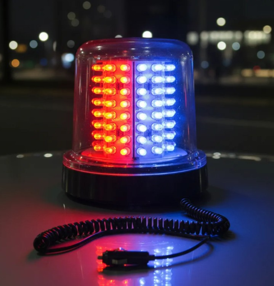 Giroled Giroflex redondo imã plug 128 leds 12v vermelho e azul