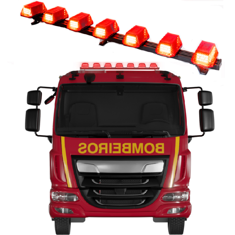 Giroflex 1.20mt 7cúpulas 354 leds 12vcc ou 24vcc Vermelho