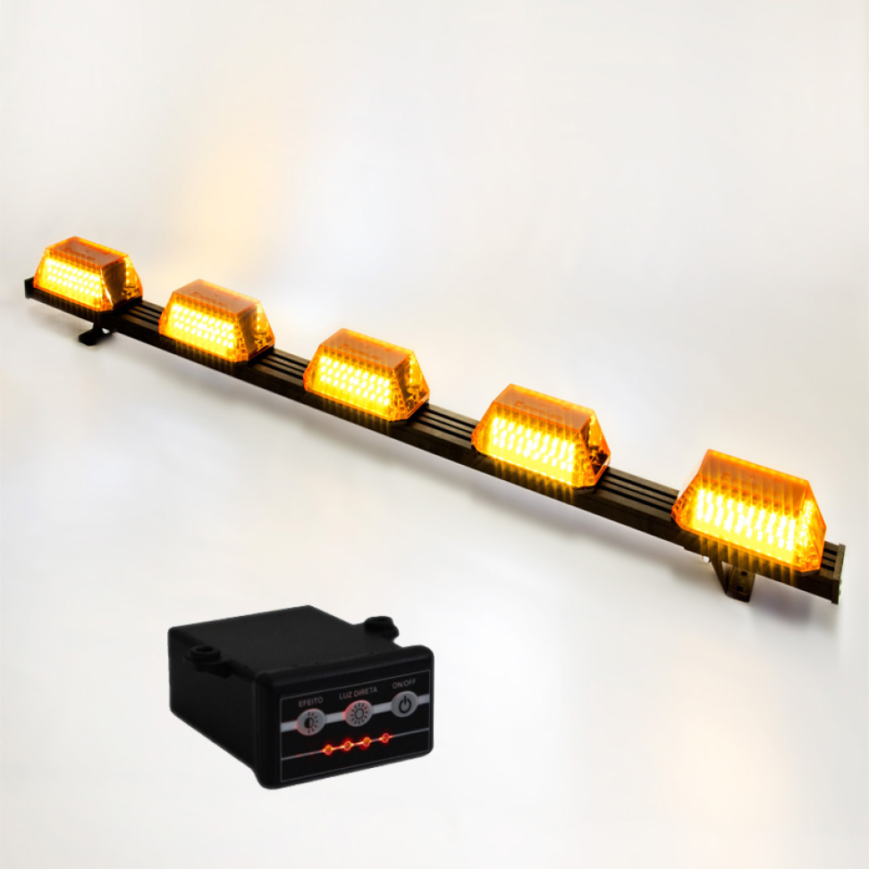 Giroflex 1.50mt 5 cúpulas 324 leds 12vcc 24vcc âmbar