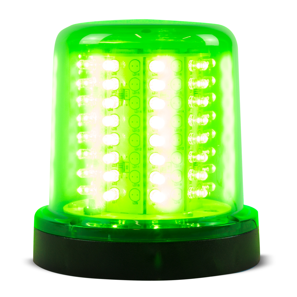 Giroled redondo fixação por parafusos 64 leds 12v 24v verde
