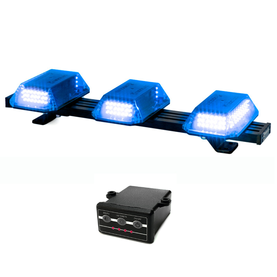 Giroled giroflex sinalizador barra 60cm cúpula 12v 24v Azul