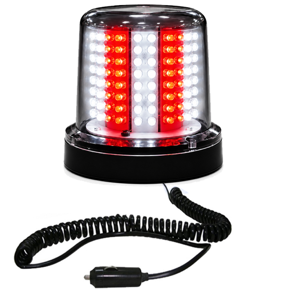 Giroled Giroflex redondo imã plug 128 leds 12v vermelho e branco