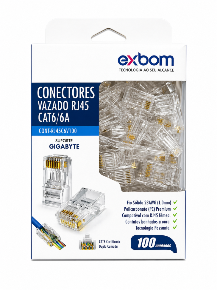 RJ45 CAT 6 Vazado