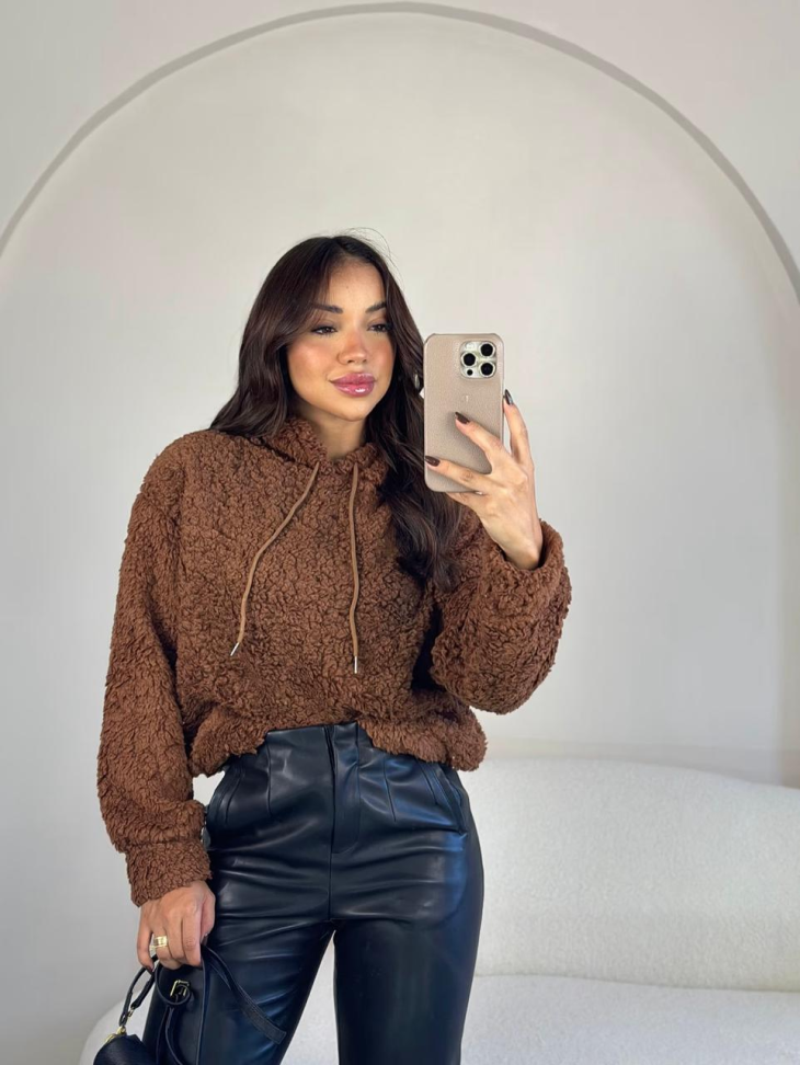Blusa Oversized Teddy | Caramelo