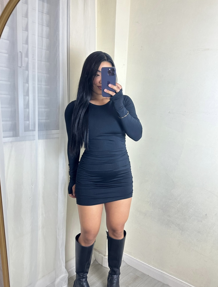 Vestido Essential Drapeado Com Luvinhas