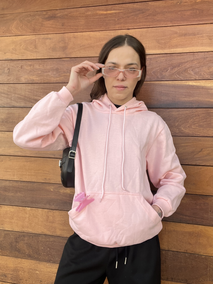 Moletom Oversized Flanelado Classic | Rosa