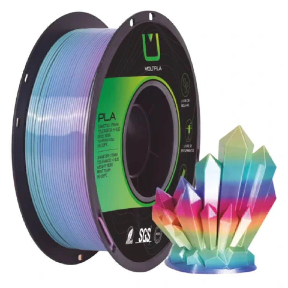 Filamento PLA Cristal Rainbow Coral Multifila