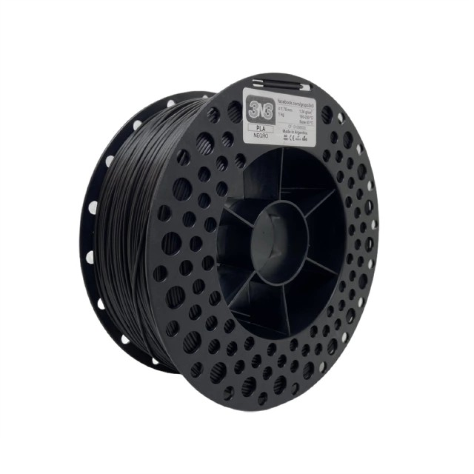 Filamento PLA 3N3 Preto 1.75mm 1KG