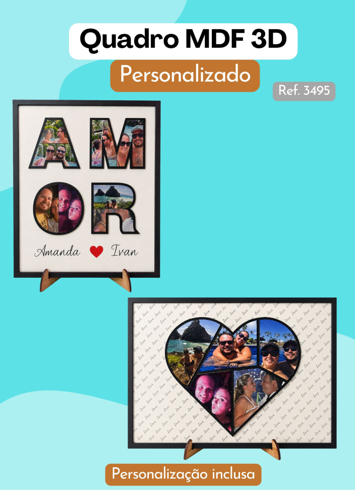 Quadro 3D - MDF - Personalizado (Temas)