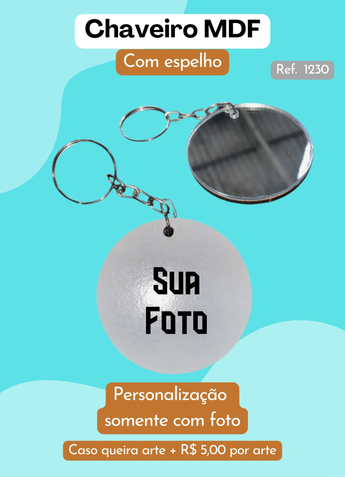 Chaveiro MDF com Espelho - Personalizado