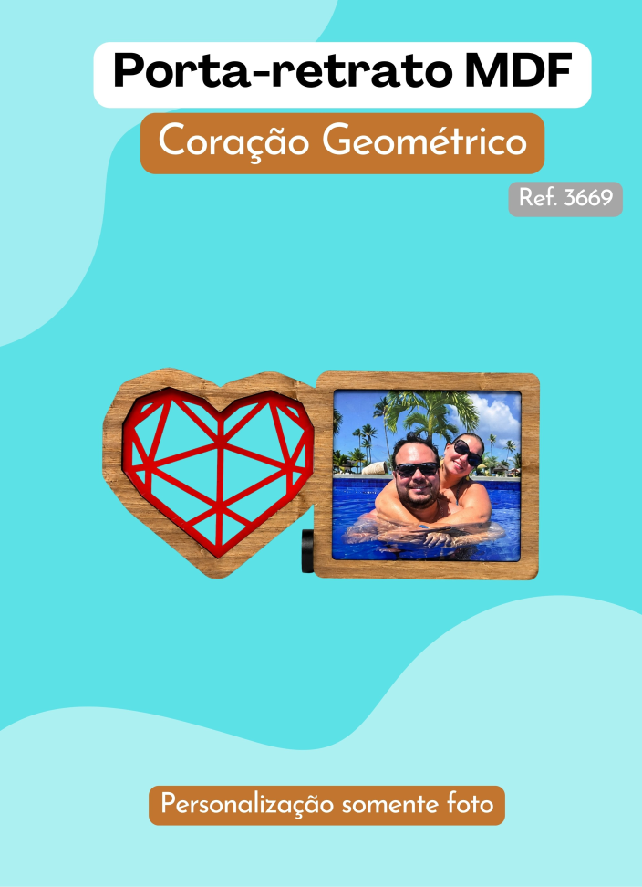 Porta-retrato MDF - Coração Geométrico