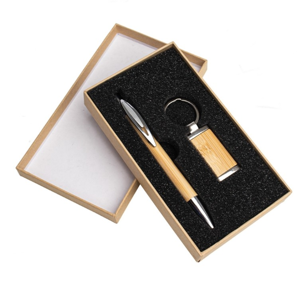 Kit Caneta e Chaveiro Bambu - #4
