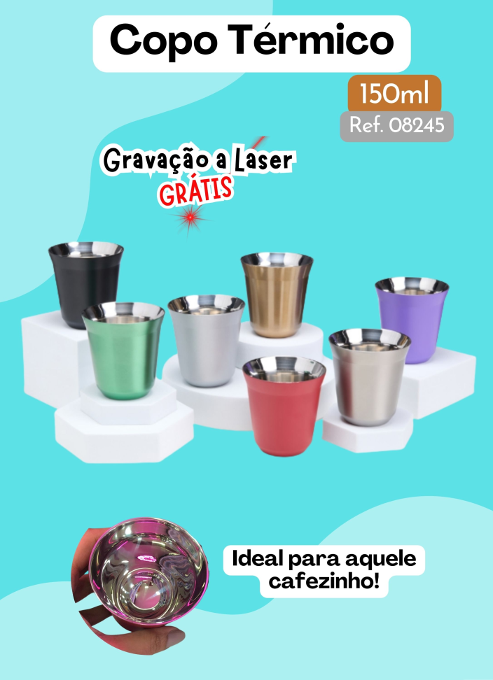 Copo Inox Parede Dupla 150ml