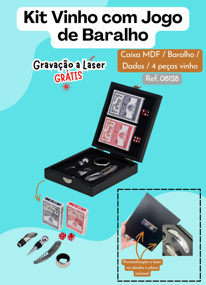 Kit Vinho com Jogo de Baralho