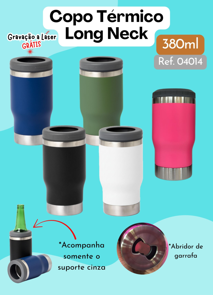 Copo Térmico Inox 380ml Multiuso - Long Neck