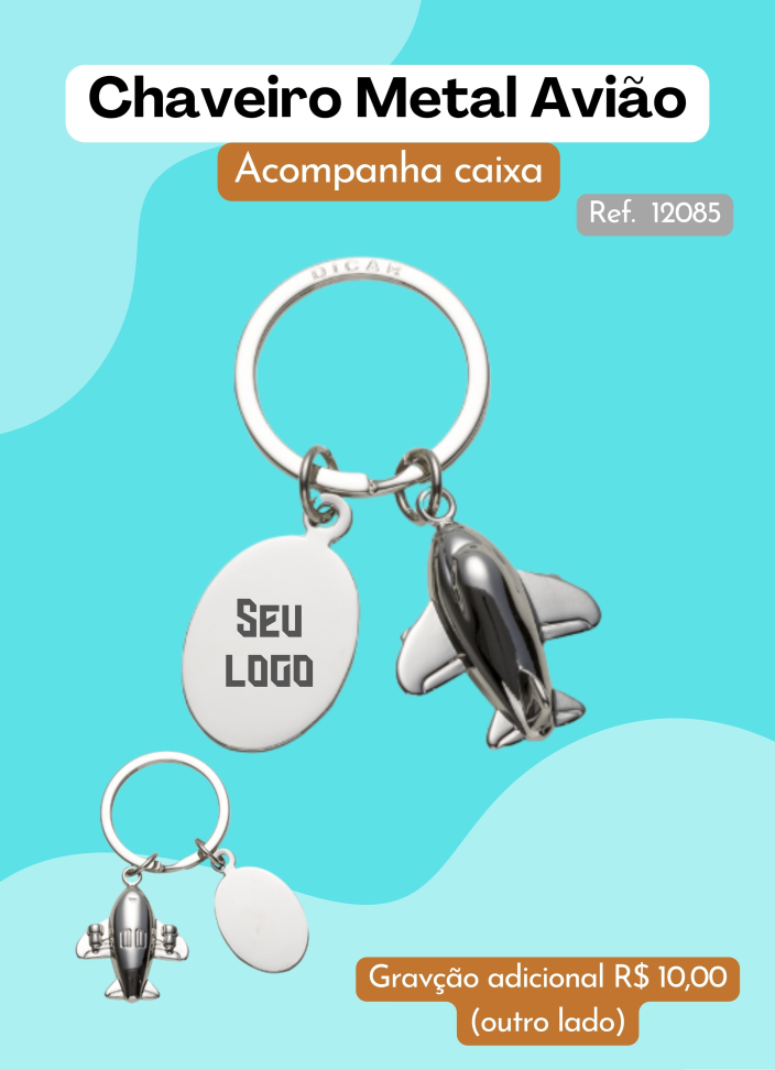 Chaveiro Metal Avião