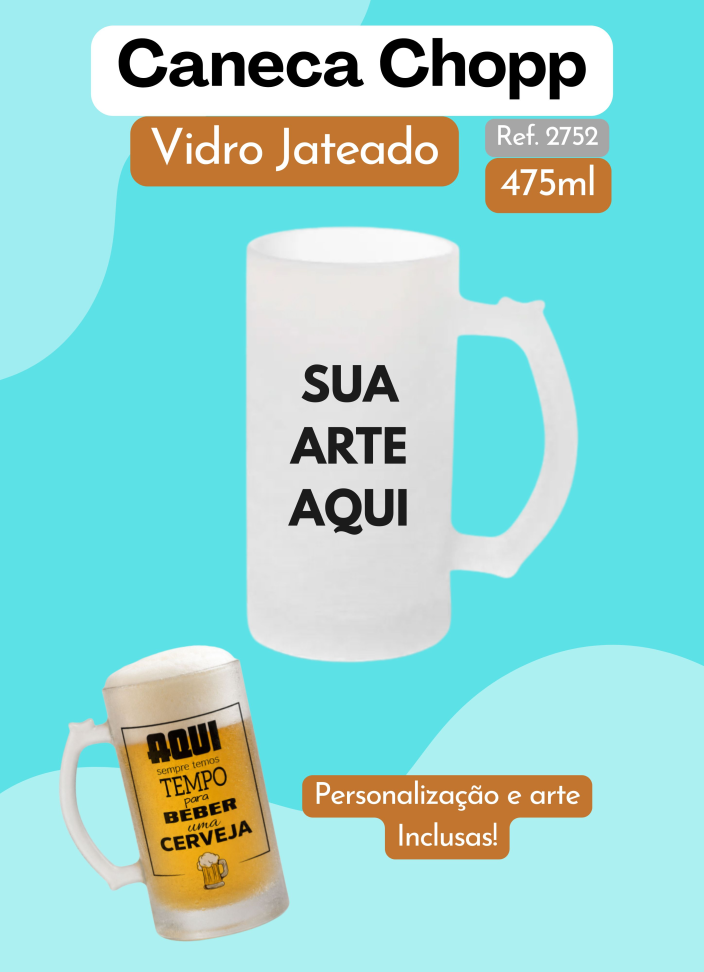 Caneca Chopp Vidro Jateado 475ml