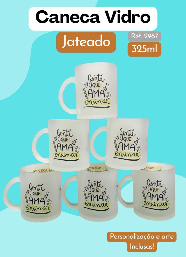Caneca Vidro Jateado 325ml