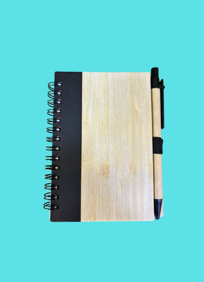 Bloco / Caderneta de Anotações Bambu com Caneta
