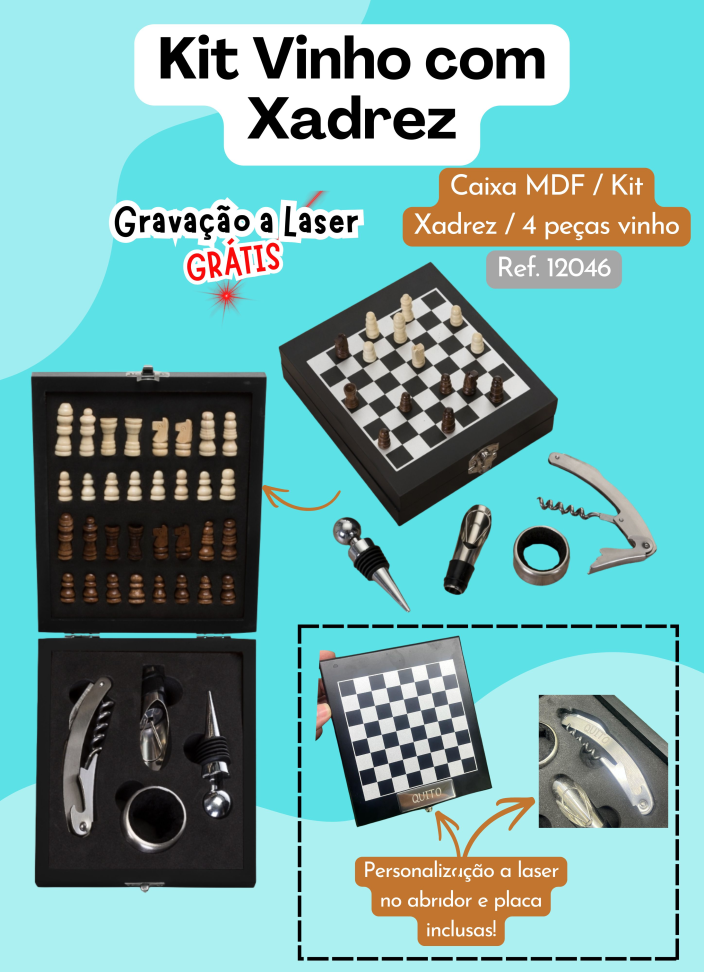 Kit Vinho Xadrez 4 peças