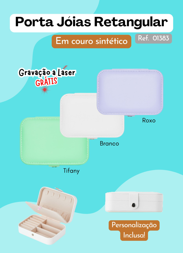 Porta-Joias Retangular em couro sintético