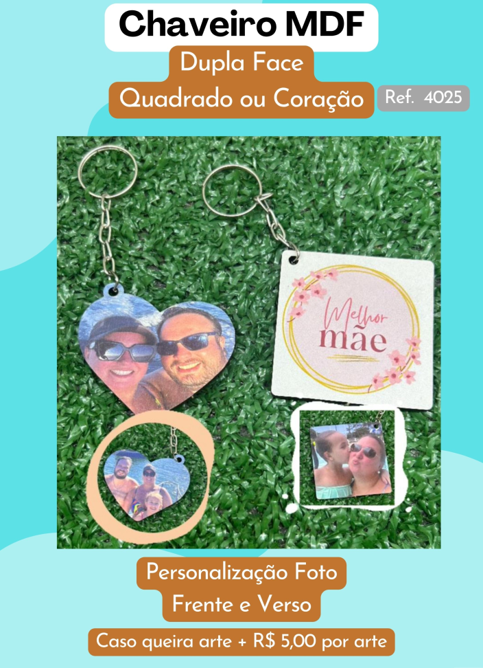 Chaveiro MDF Dupla Face Personalizado