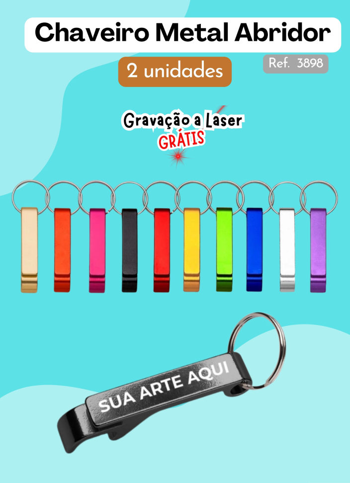 Chaveiro Metal Abridor (2 unidades personalizados)