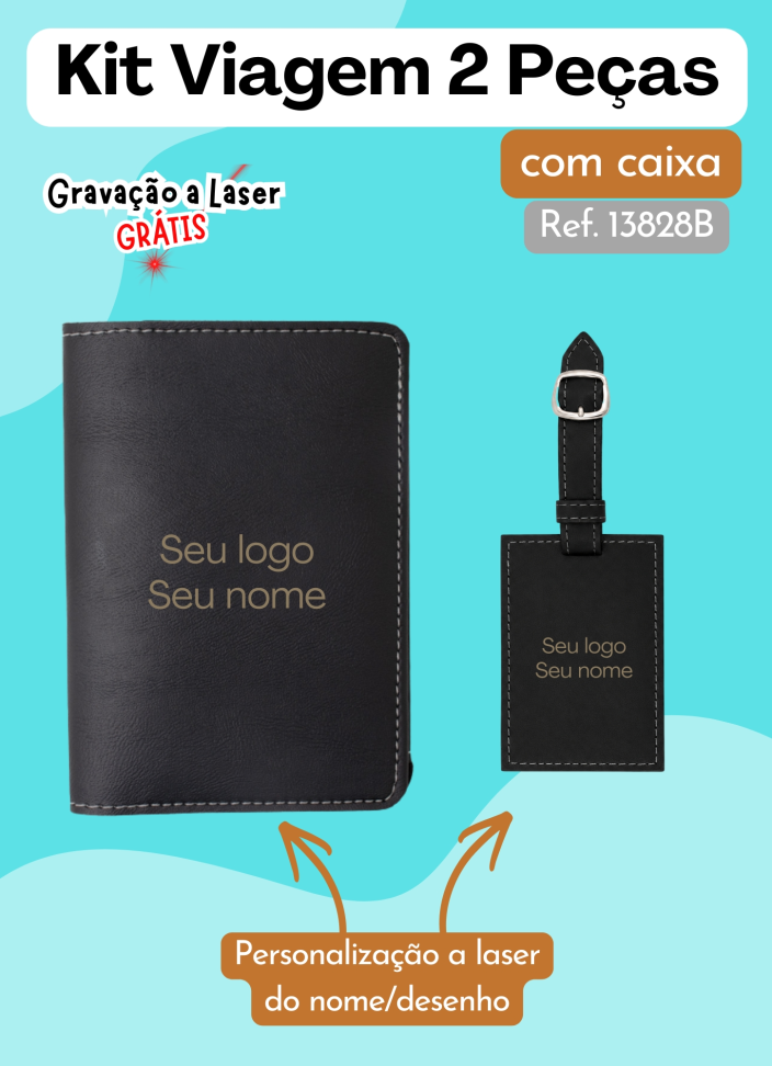 Kit Viagem 2 Peças em Couro Sintético (Com caixa)