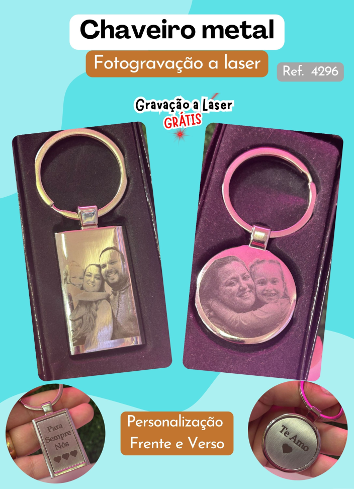 Chaveiro Metal Fotogravação a laser