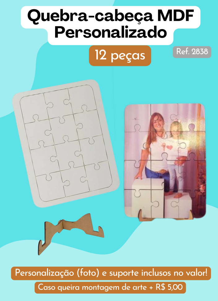 Quebra-cabeça Personalizado 12 peças - Com suporte