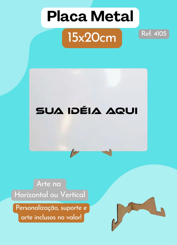 Placa de Metal 15x20cm - Com suporte