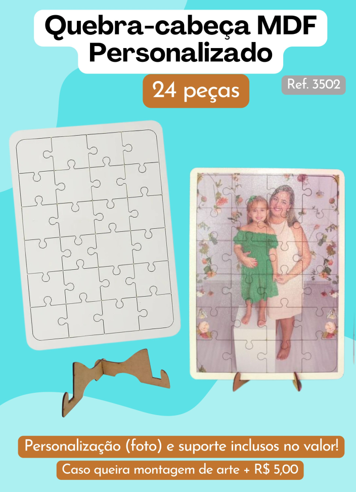 Quebra-cabeça Personalizado 24 peças - Com suporte