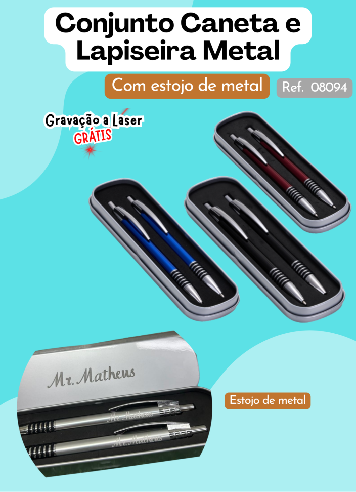 Conjunto / Kit Caneta e Lapiseira Metal
