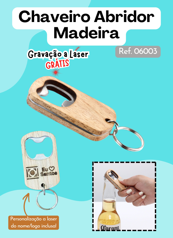 Chaveiro Abridor Madeira