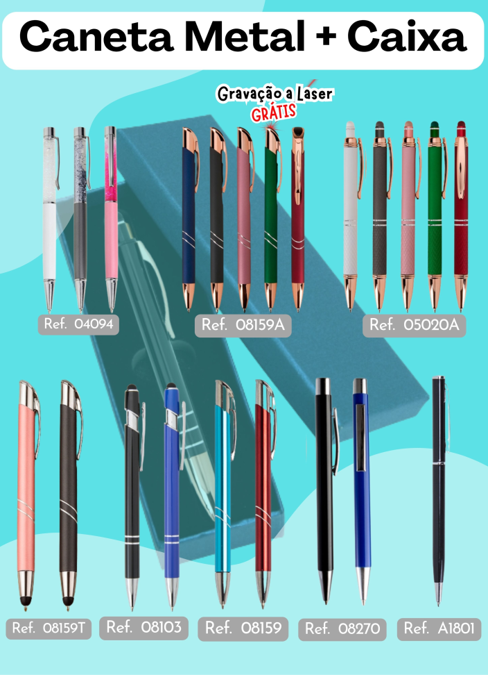 Caneta de metal Personalizada com caixa