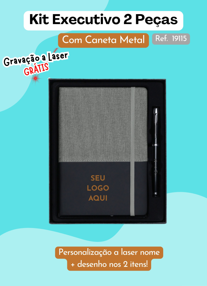 Kit Executivo 2 Peças (Caderneta + Caneta)