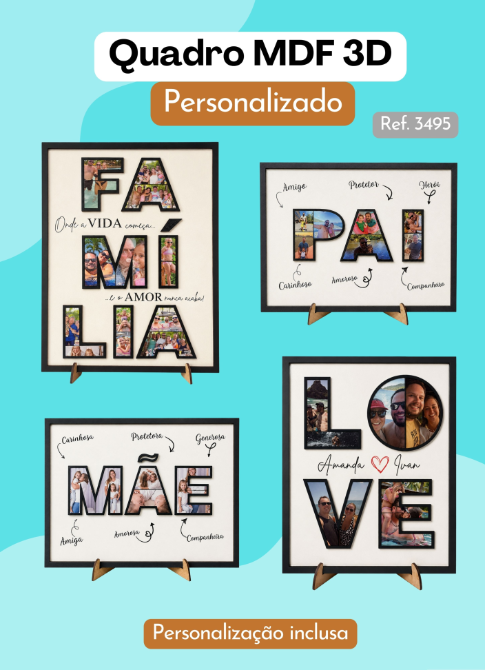 Quadro 3D - MDF - Personalizado (Temas)