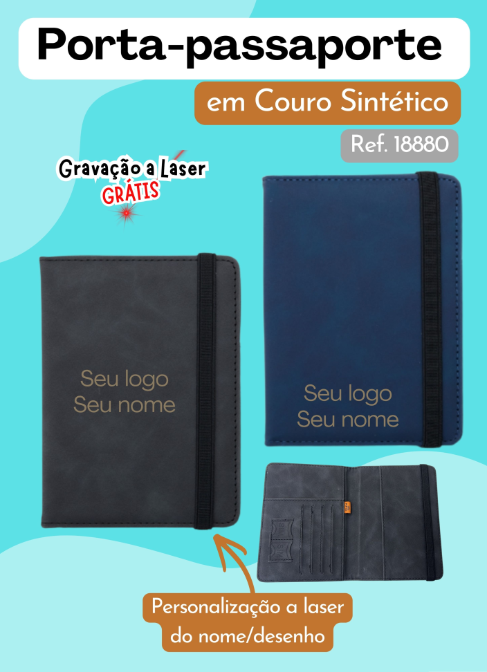 Porta-passaporte em Couro Sintético