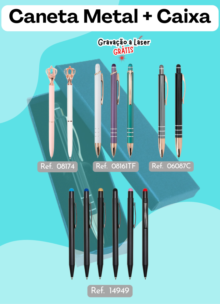 Caneta de metal Personalizada com caixa