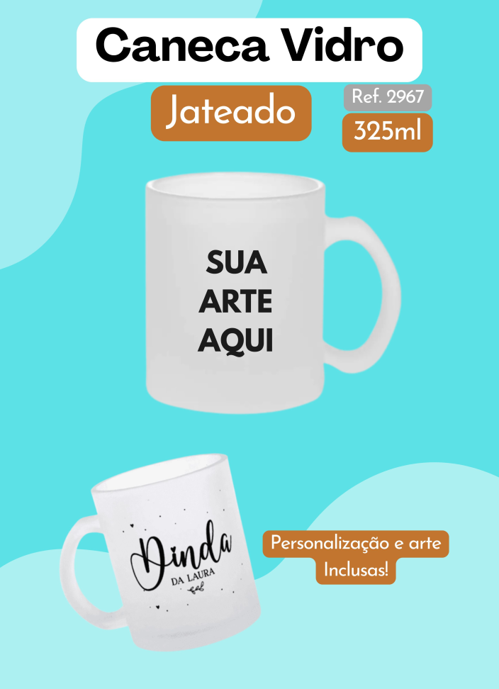 Caneca Vidro Jateado 325ml
