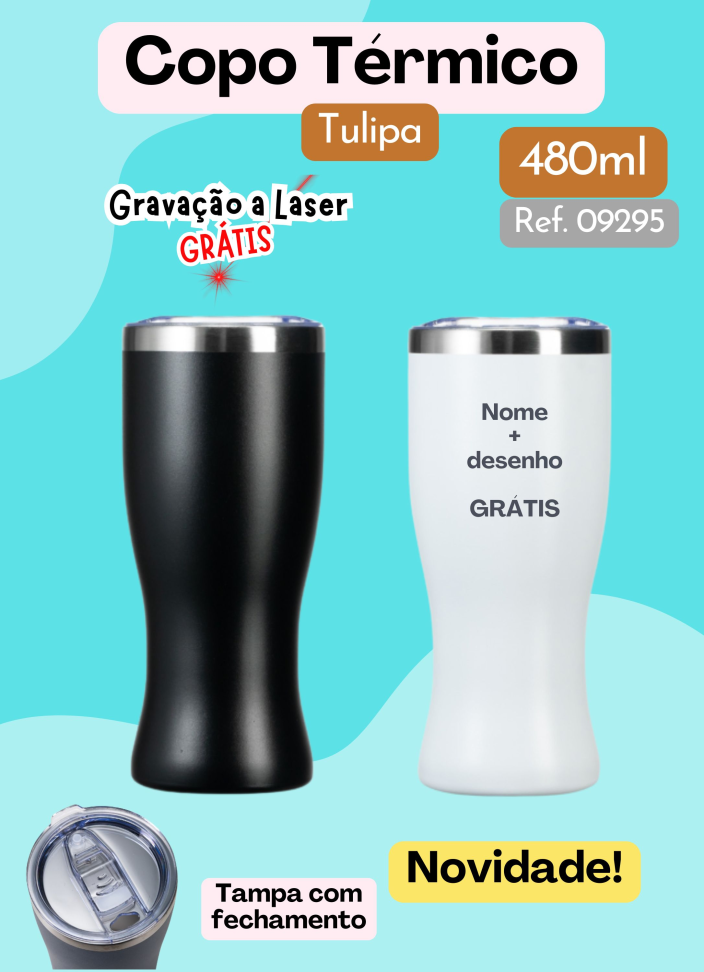 Copo Térmico 480ml (Tulipa) com tampa