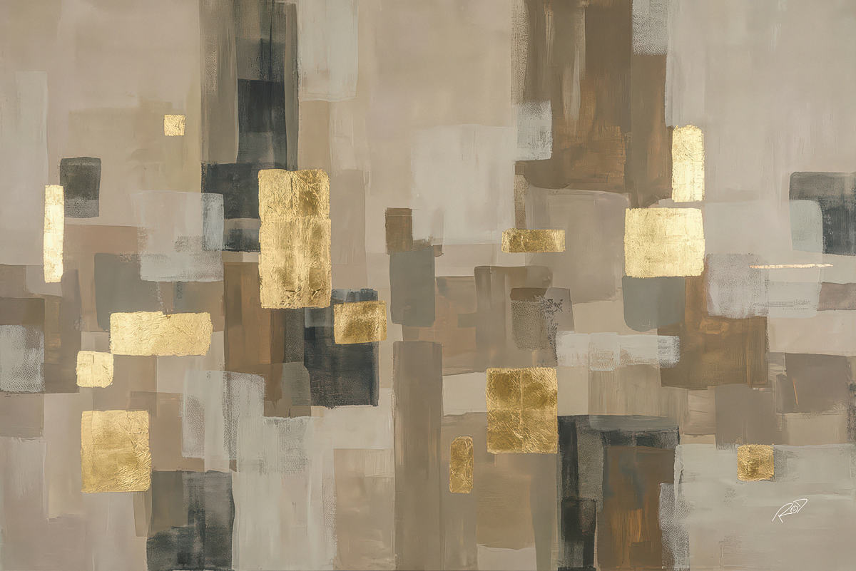 Quadro Abstrtato Geométrico Prata/Ouro - #3