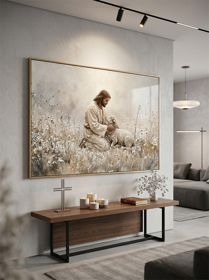 Quadro Jesus e Cordeiro Espatulado