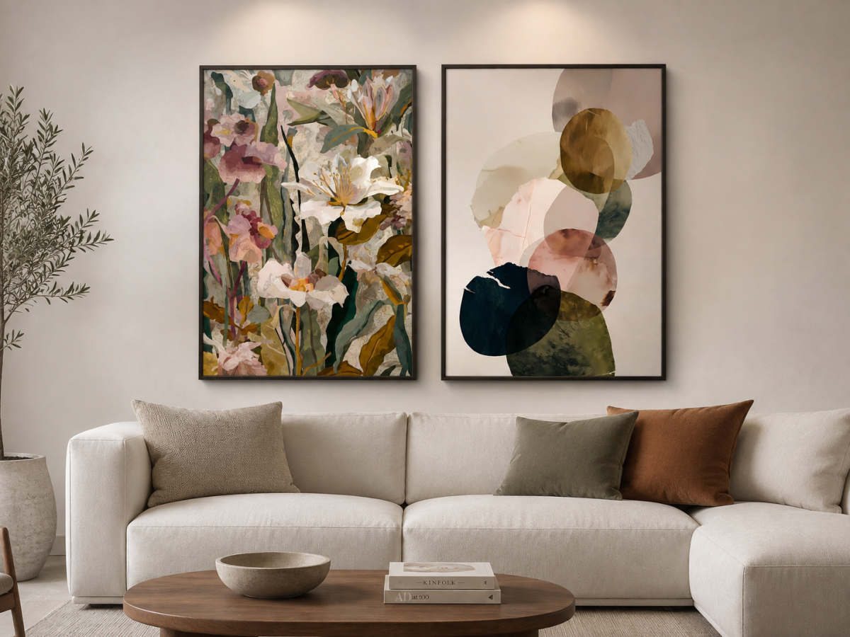 Dupla de Quadros FLORAL Aquarela