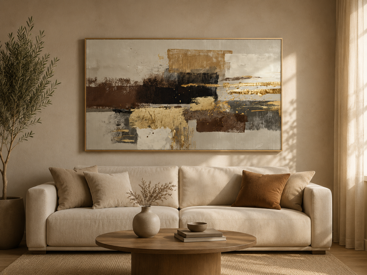 Quadro Abstrato Terra Ouro
