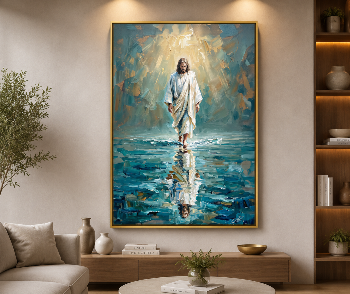 Quadro Jesus Caminhando na Água Pintura