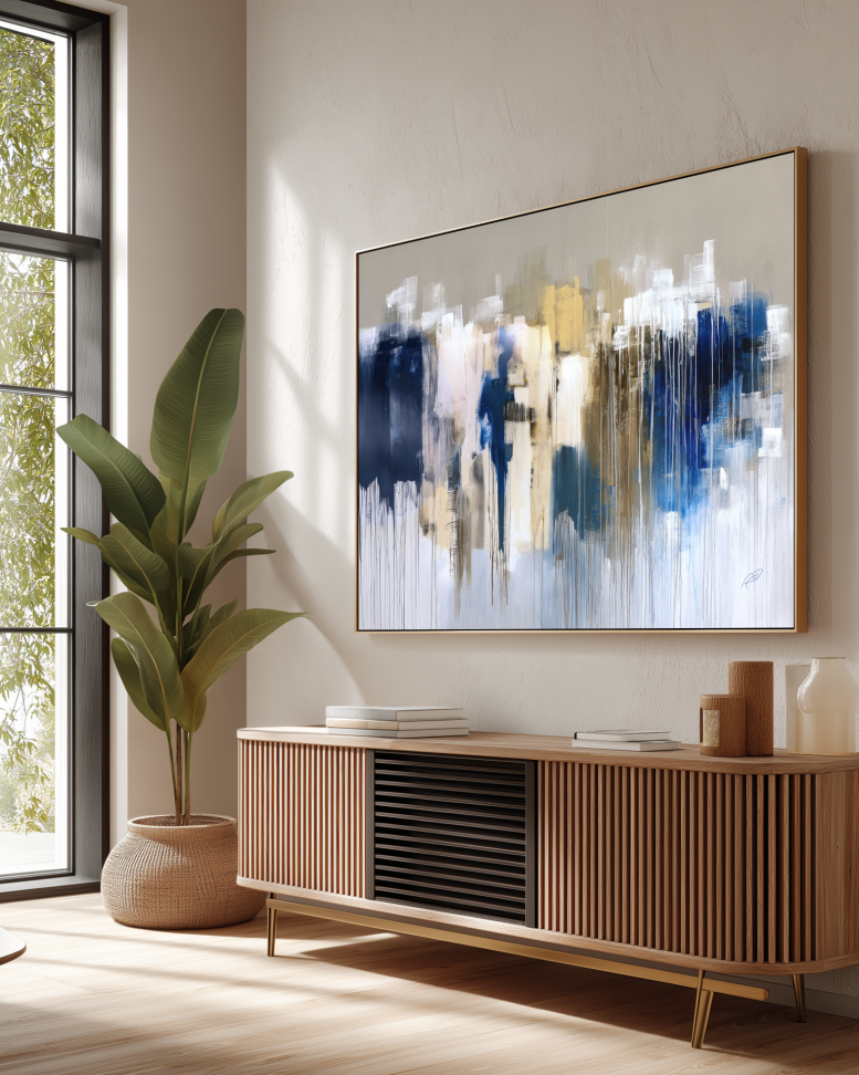 Quadro Abstrato Pintura Azul