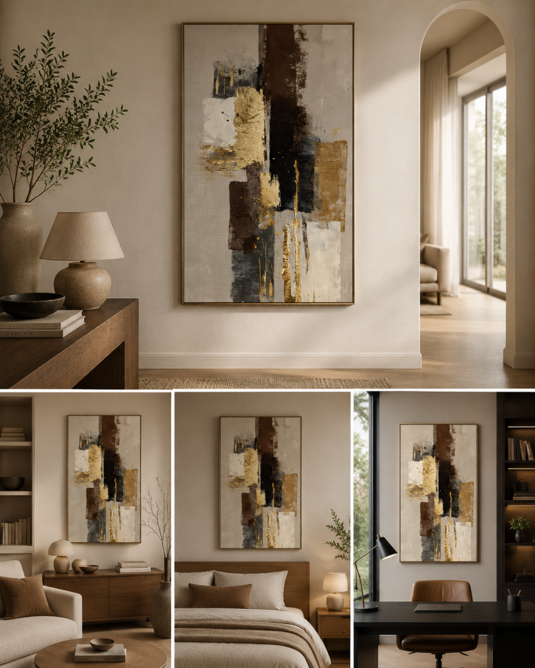 Quadro Abstrato Terra Ouro