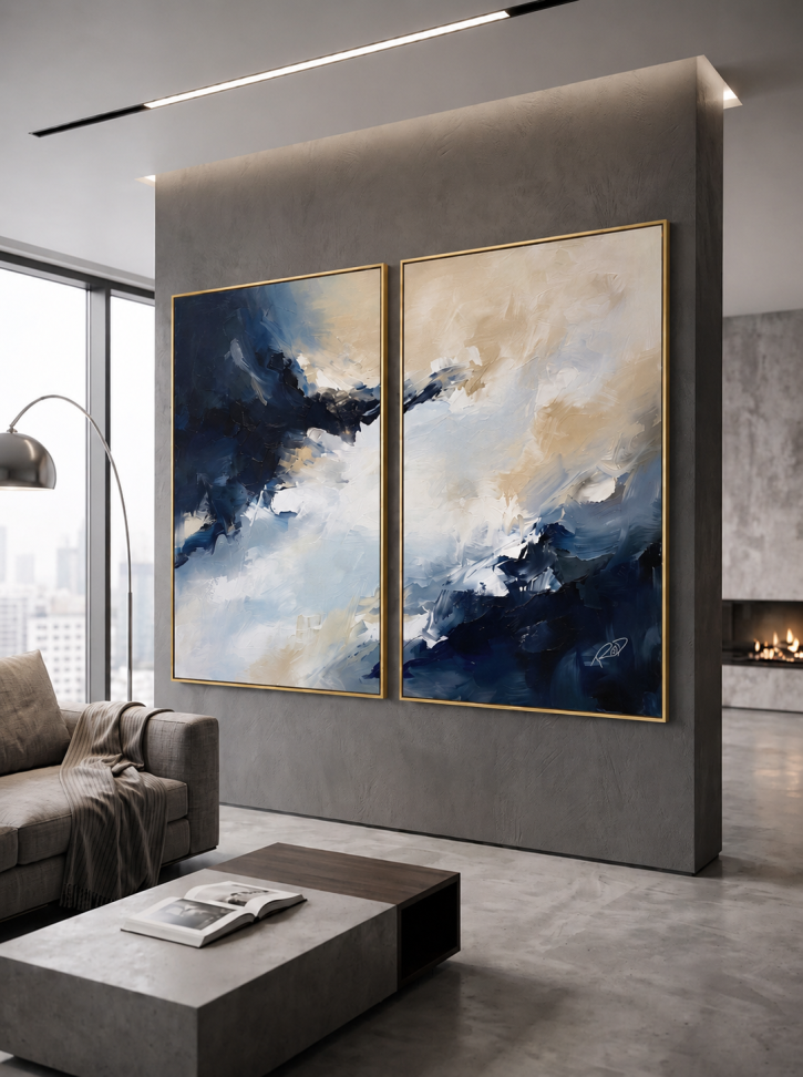 Quadro Azul Marinho e Bege